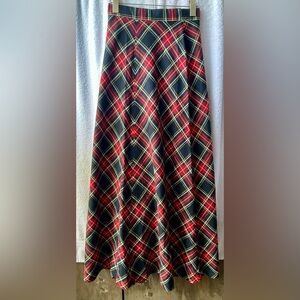 A-dilly Red and Black Pleated Midi Skirt for Work